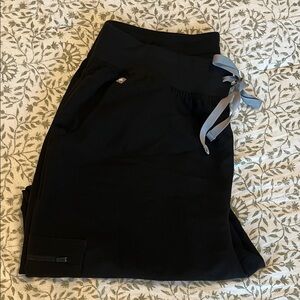 Black Jogger Pants with Gray Drawstring